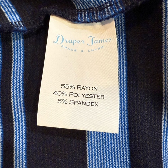 Women’s DRAPER JAMES black/blue stripe flutter sleeve dress. Size small - Picture 12 of 12